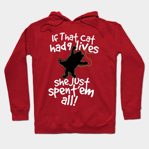 Christmas Cat 9 Lives Hoodie by Gimmickbydesign